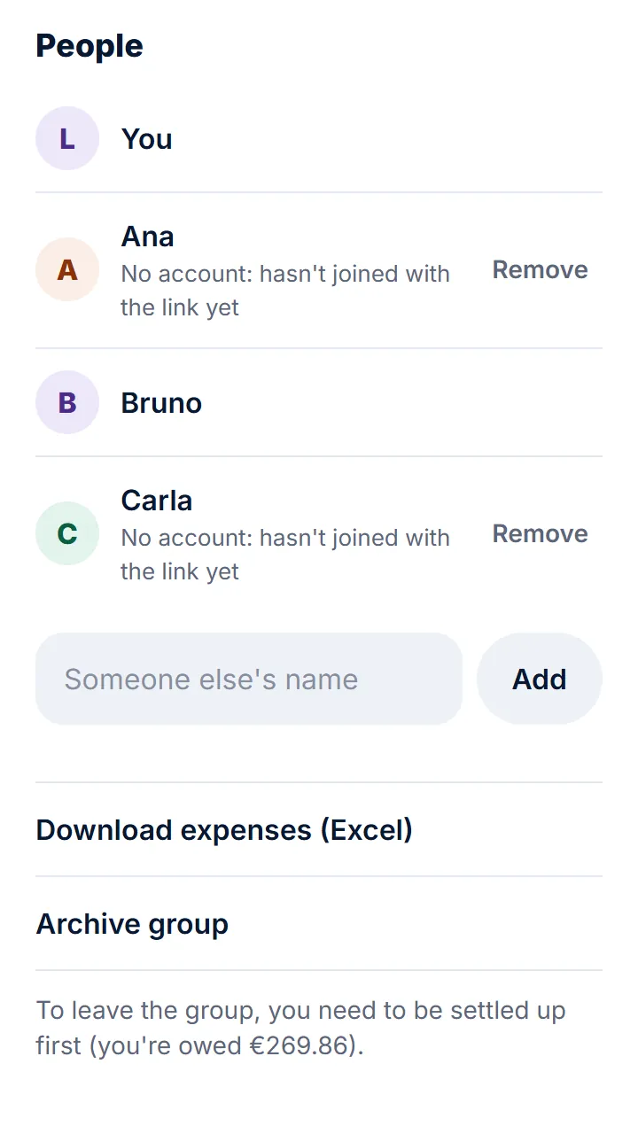 Tap «Download expenses (Excel)».