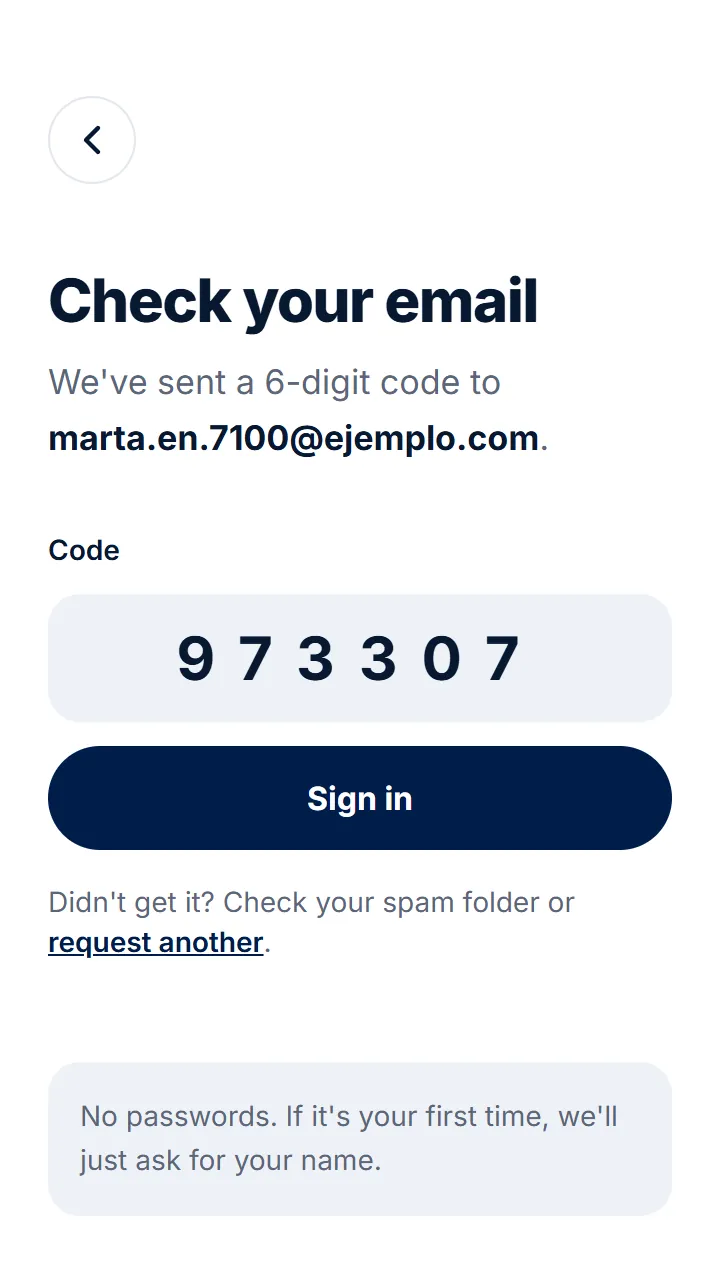 You'll get an email with a 6-digit code. Type it here.