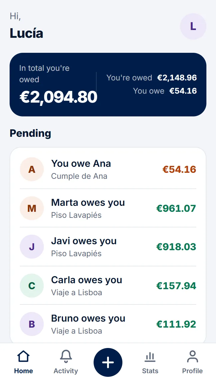 Tap «Stats» in the bottom bar.
