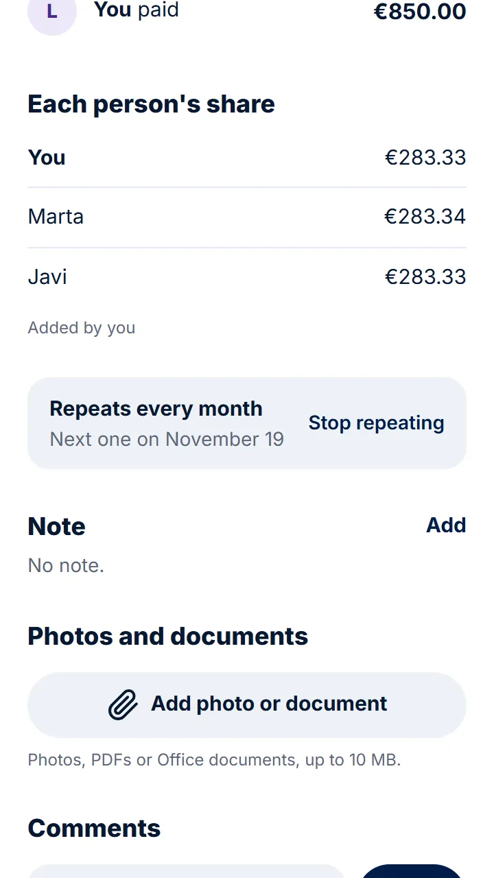 Shared flat expenses