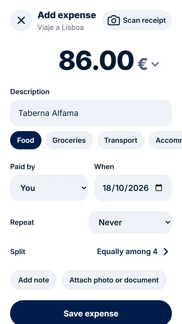 Split a meal bill