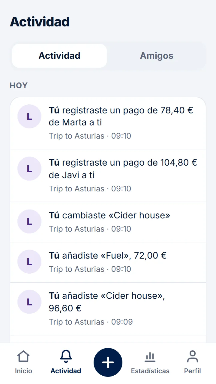Abre «Actividad» y toca «Amigos».