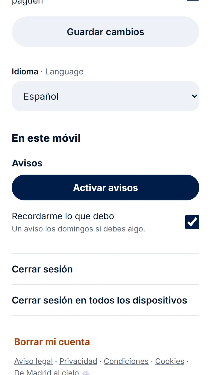 En tu perfil, toca «Activar avisos» y dale permiso.
