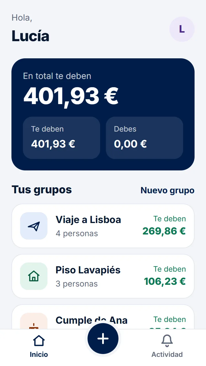 En Inicio, toca «Nuevo grupo».