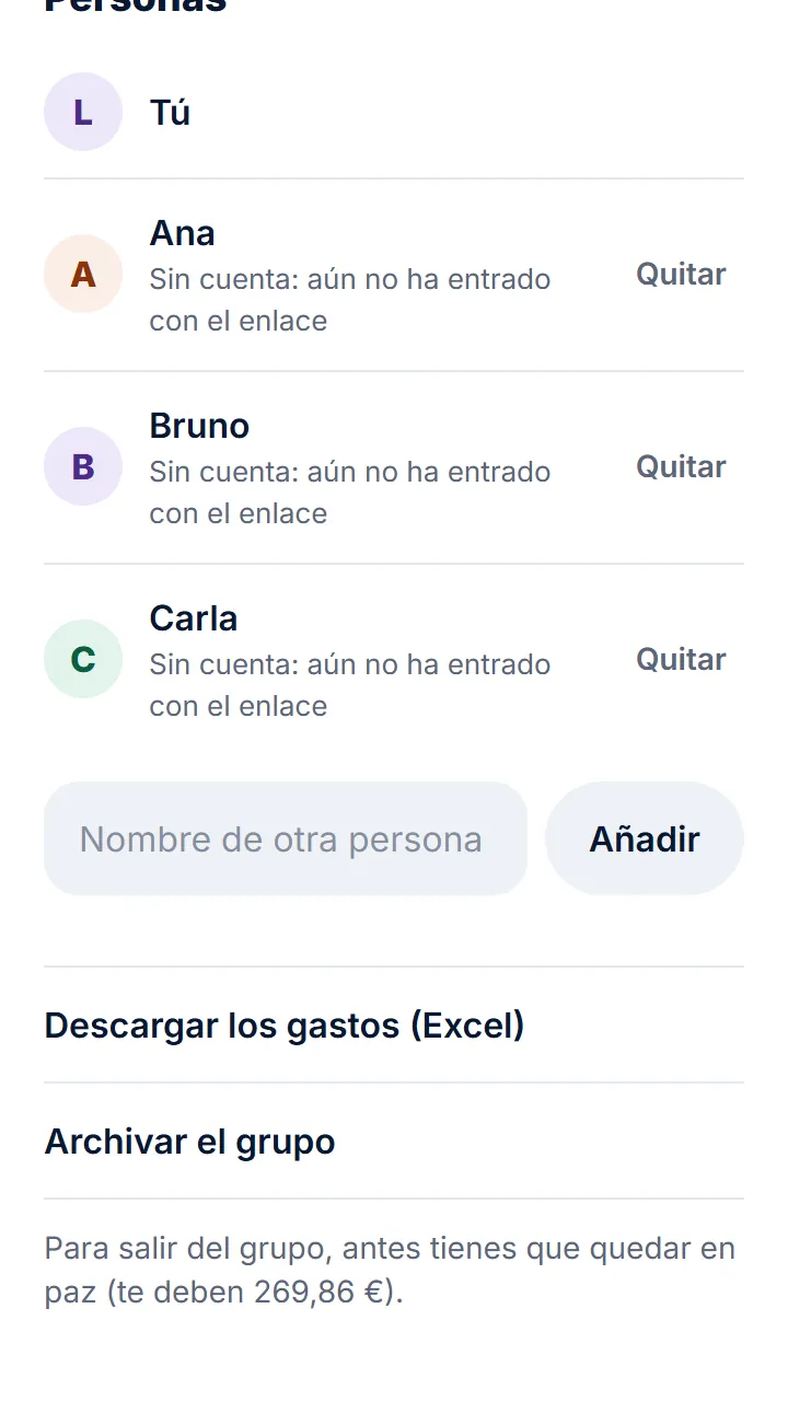 Toca «Descargar los gastos (Excel)».