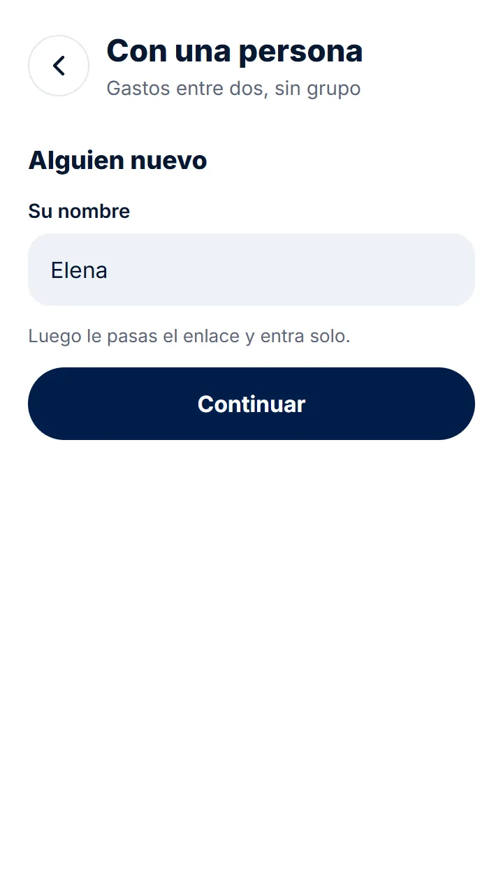 Elige a alguien de tus grupos o escribe su nombre y toca «Continuar».