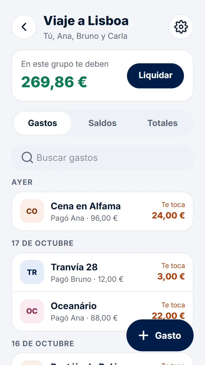 En el grupo, toca «Liquidar».