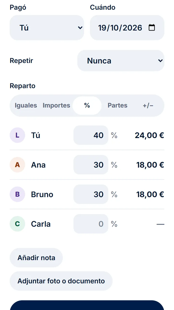 Gastos en pareja